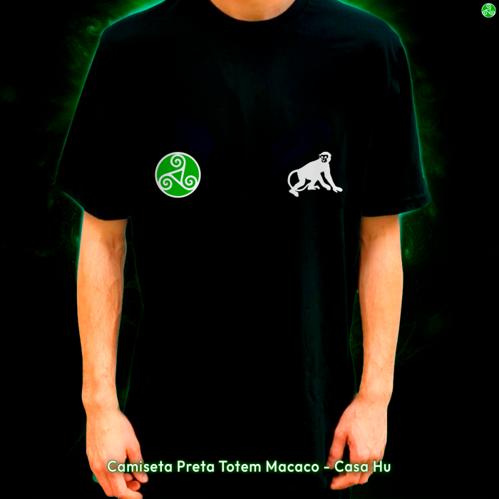 Camiseta Preta Totem Macaco - Casa Hu