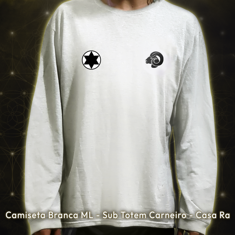 Camiseta Branca Manga Longa - Sub Totem Carneiro - Casa Ra