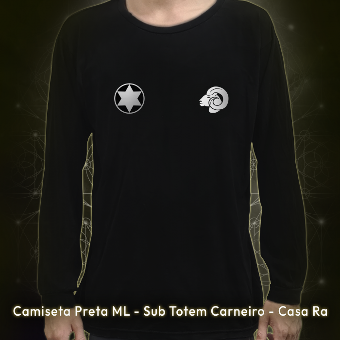 Camiseta Preta Manga Longa - Sub Totem Carneiro - Casa Ra