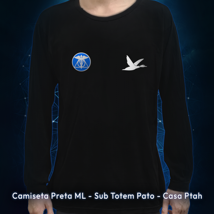 Camiseta Preta Manga Longa - Sub Totem Pato - Casa Ptah
