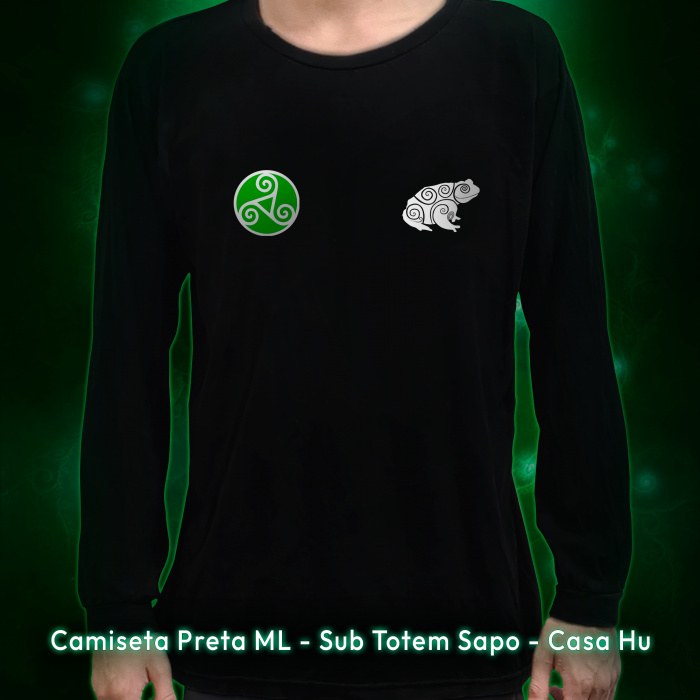 Camiseta Preta Manga Longa - Sub Totem Sapo - Casa Hu